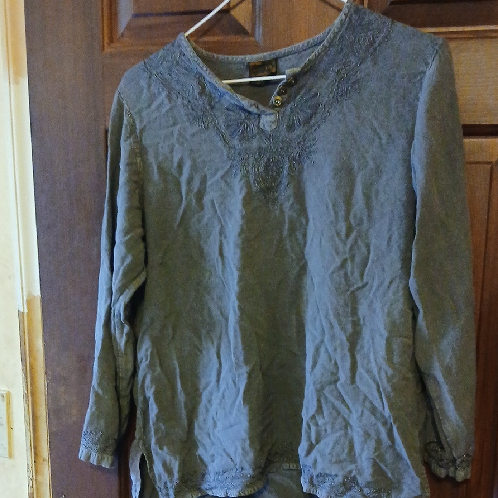 Charcoal Embroidered Women's Blouse